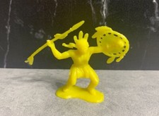 RARE Vintage Marx 3681 Fort Apache Indian with Spear and Shield Yellow Figure