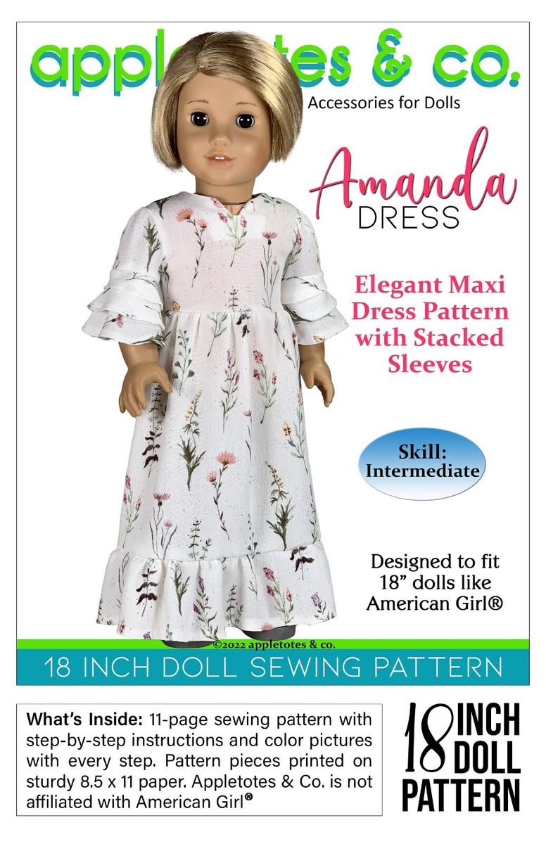 18 Inch Doll Sewing Pattern Amanda Dress Fits 18