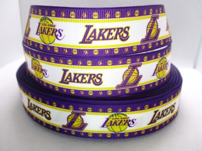 Los Angeles Lakers Basketball 1'' Grosgrain Ribbon YOURCHOICE 5 or 10 Yard (NBA)
