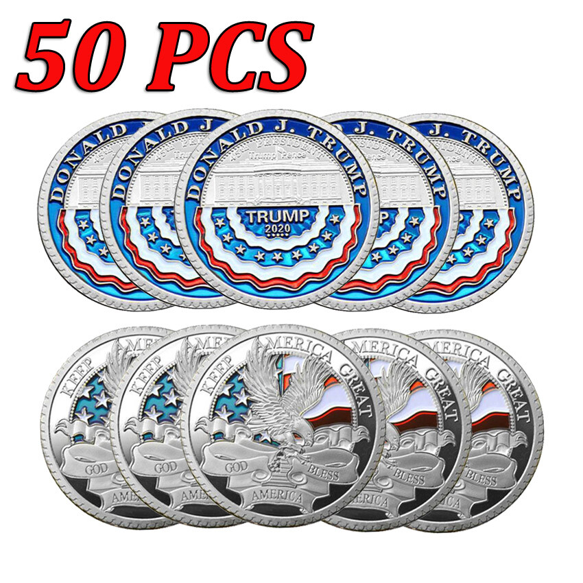 50PCS Commemorative USA Gift Donald Trump 45th President 2020 Challenge Coin
