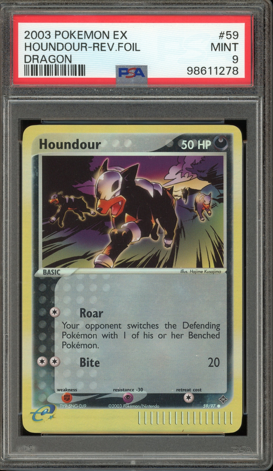 Pokemon Houndour EX Dragon Reverse Holo #59 PSA 9 Mint