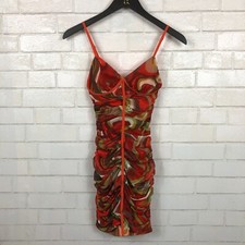 PRETTYLITTLETHING NWT Women's Orange Marble Print Mesh Underwire Dress sz 4