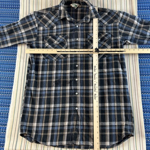 VTG Key Flannel Shirt Mens Large Plaid Pearl Snap Casual Long Sleeve Thick #8079 - Picture 5 of 9