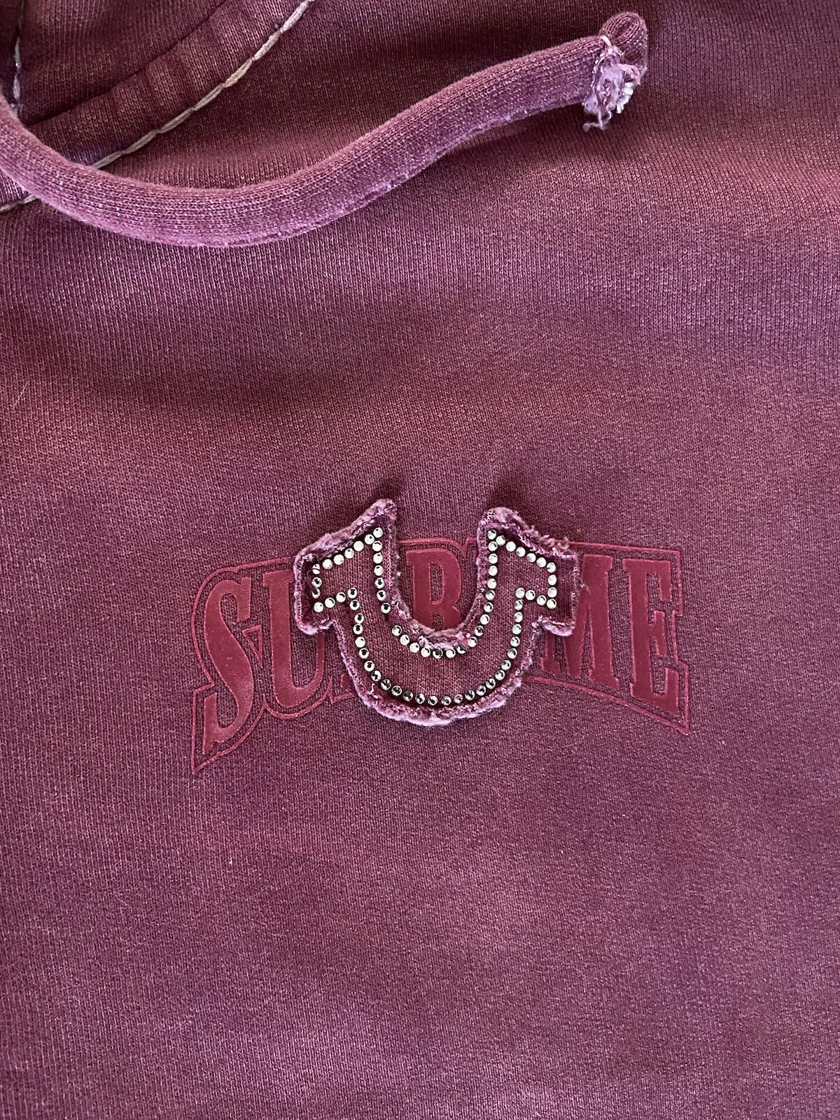 Felpa con cappuccio e zip Supreme True Religion FW22 taglia XL strass