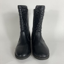 Wonder Nation Girls Black Faux Leather Quilted Boots Zip Up Size 11