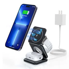 For iPhone 17 16/iWatch/airpods 3 in1 Charging Station Foldable Wireless Charger