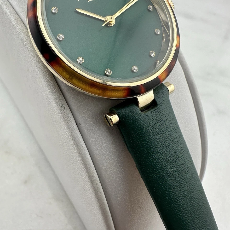 Akribos XXIV Women's Tortoise Bezel Green Dial Leather, New Battery - Image 4 of 4