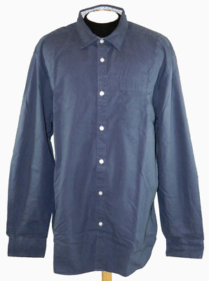 Men's Casual Shirt A&I Blue Black Micro Plaid Tag 2XL measured Size 18/36