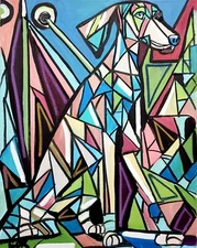CORBELLIC EXPRESSIONISM 16X20 LUXURY DOG CUBIST FINE ART HOME INTERIOR DESIGN