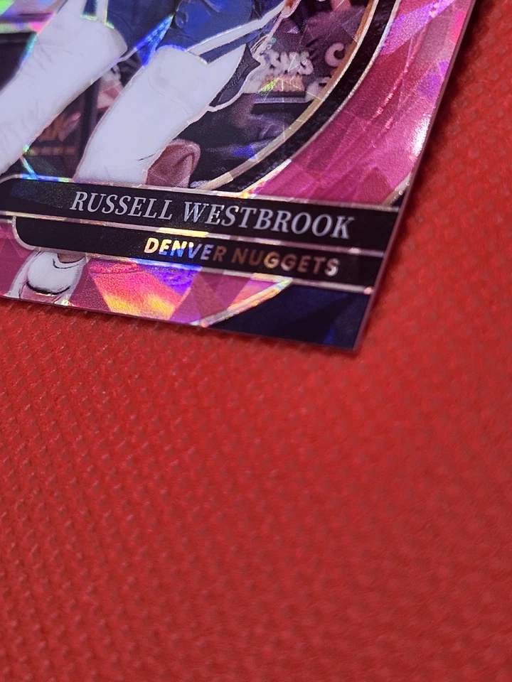 🔥 2024-25 Panini Select Russell Westbrook rosa hielo agrietado lado de la cancha /99 #03/99 Foto 4 de 4