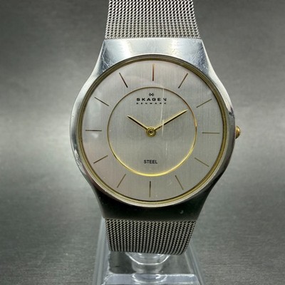 Skagen Watch Men 34mm Silver Dial Silver Tone Round Mesh Band 233LGSC New Batt