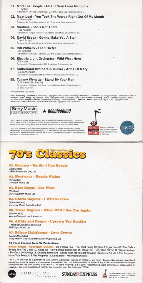 1970's & Disco CD Collection ( 10 CDs from english Newspapers - Bild 3 von 4