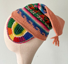 Vintage Handmade Peruvian Alpaca Wool Chullo Folk Hat Beanie XXS SEE DESCRIPTION