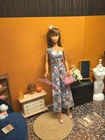 Vintage Barbie Clone Outfit - 1970's HTF Floral Jumpsuit + Shoes, Purse & Hanger