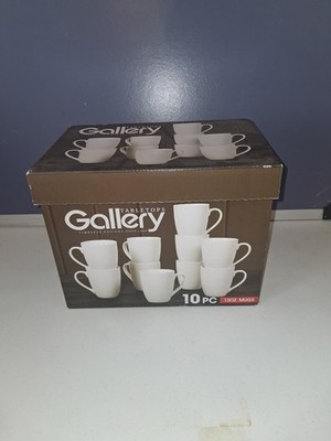 Tabletops Gallery 13oz White Ceramic Mugs - Set of 10 - Chip Resistant &...