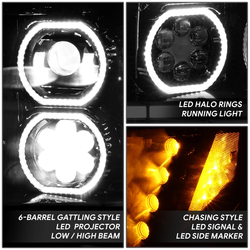 Fit 11-16 Ford F-250 Super Duty Black Housing Amber Corner Projector Headlights - Image 4 of 4