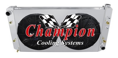 DR Champion 3 Row Radiator, 16'' Fans and Shroud for 1989 - 1991 Chevrolet R3500