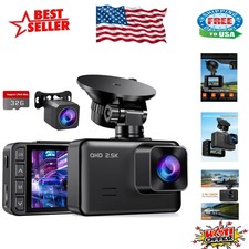 170  Wide Angle Dash Cam with Night Vision - Dual 2.5K  1080P Cameras Included