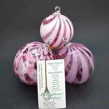 Vintage Blown Art Glass Ornaments/Friendship Balls Artist Etched Signature 2002