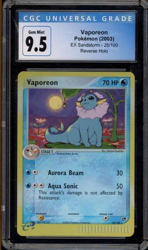 Pokemon Vaporeon EX Sandstorm 25/100 Reverse Holo CGC 10 Gem Mint