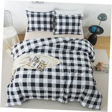 Black White Plaid Comforter Set 3 Pieces Buffalo Plaid Queen Black Plaid