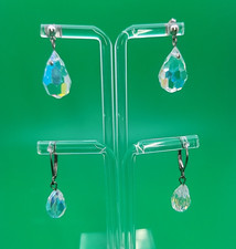 Lot 2 Silvertone Clear Faceted Beaded Pierced Earrings