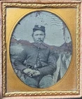 Civil War 1/6 Tintype Of A Soldier With Corp Badge And Dog Tag - ID Disc