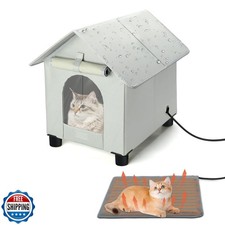 Heated Cat House in Winter Waterproof, Elevated Heated Outdoor Ca