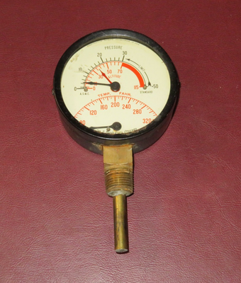 #ad Vintage 3.75quot; Jas P Marsh Chicago Steamwork Pressure Temperature Altitude Gauge $24.70