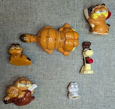 Vintage Lot 6 Garfield PVC Ceramic Figures Enesco Odie Nermal Ornament 1981 1983