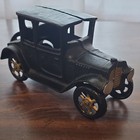 Vintage Cast Iron Toy Car Black Gold Accents — photo 3