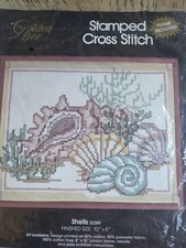 Golden Bee Stamped Cross Stitch Kit Shells 20389 Beachy Framed New Crossstitch