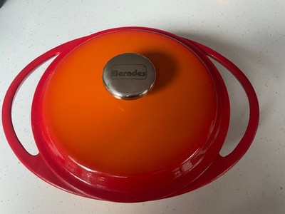 Berndes Gusseisen Auflaufform mit Deckel orange (24 cm) 4,0 l Doppelgriff sehr guter Zustand