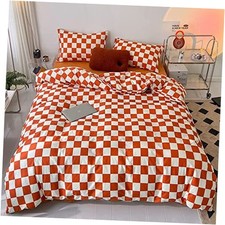 Orange Plaid Comforter Sets King Size Women Girls Light King-104" 90" 3-orange
