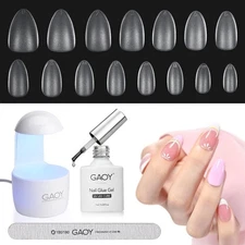 "Nail Tips and Glue Gel Kit with Mini UV Light, Gel Nail Kit, 360Pcs Matte Ext..