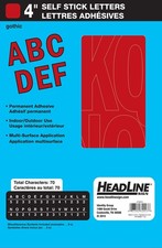 Headline Sign 32413 Stick-On Vinyl Letters, Red, 4-Inch, Made in USA