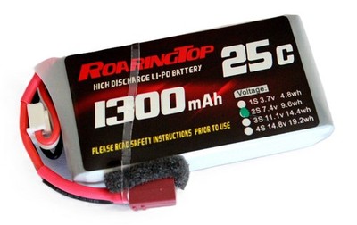 RoaringTop LiPo Battery Pack 25C 1300mAh 2S 7.4V with Deans Plug
