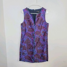 J. Crew Purple Blue Floral Sleeveless Shift Whimsygoth Party Mini Dress Size 4
