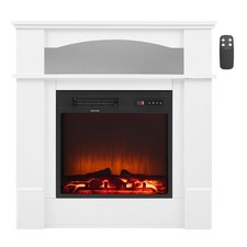 Uimoso 33-Inch Freestanding Electric Fireplace Heater with 1500W Mantel in White