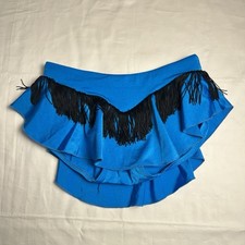 The Line Up Pro Cheer Dance NFL NBA NHL Teal Black Fringe Audition Skirt SA