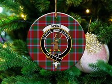 Spens Clan Scottish Tartan Crest Ceramic Ornament