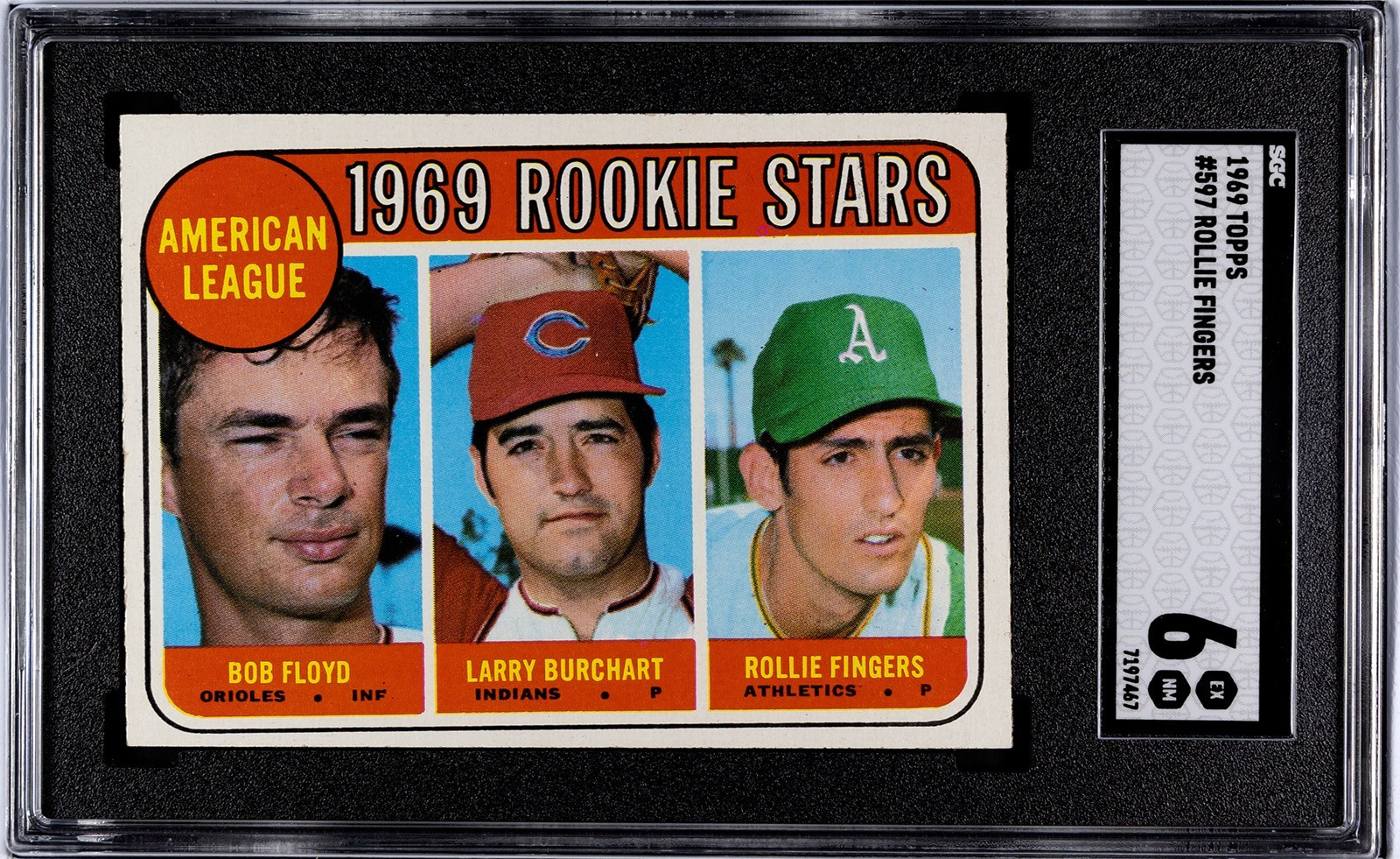 1969 Topps ROLLIE FINGERS ROOKIE Oakland Athletics #597 SGC 6 EX/NM Condition