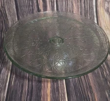 Glass Cake Pedestal Stand. Round Serving Tray Fruits- Veggies- Desserts Clear...