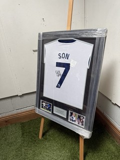 Framed Hand Signed Son Heung min Tottenham Hotspur Home Shirt With COA
