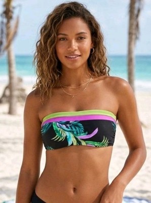 NEW! Seafolly Las Palmas Reversible Tube Multicolor Bikini Bandeau Top! 10
