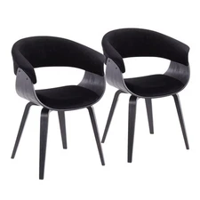 Black Velvet Mid-Century Modern Dining Chairs (Set of 2)