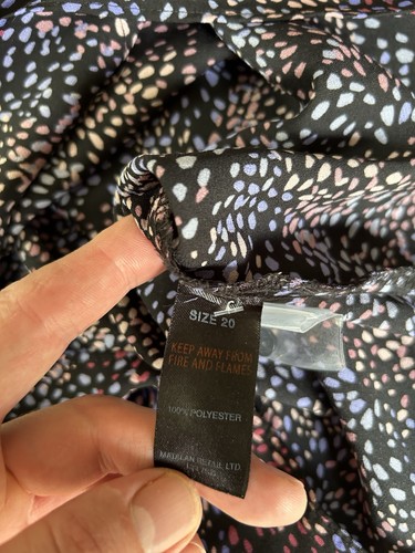 Papaya Womens Blouse Size 20 Black Purple Pink Spotted Chiffon Summer Holiday - Picture 7 of 7