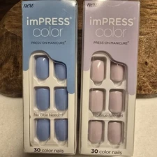 Kiss imPRESS Press-On Nails (Lot Of 2) 007 Picture Perfect & 015 Baby Why So Blu