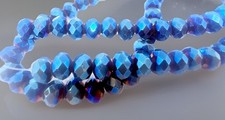 Metallic Blue Faceted Glass Rondelle 6mm Qty:30