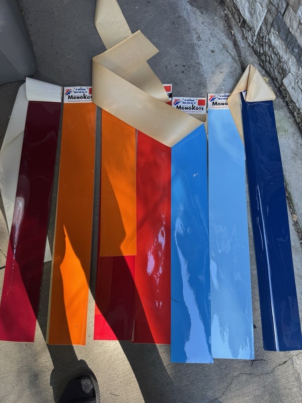 Lot Of 34 Trim Sheet Monokote 5 Different  Colors 5” X 36”